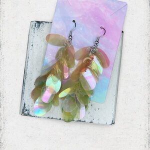 4499u. Bronze Sequin Handmade Iridescent Dangle Earrings